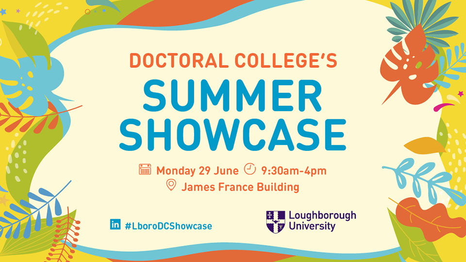 a graphic showing information about the Doctoral College Summer Showcase